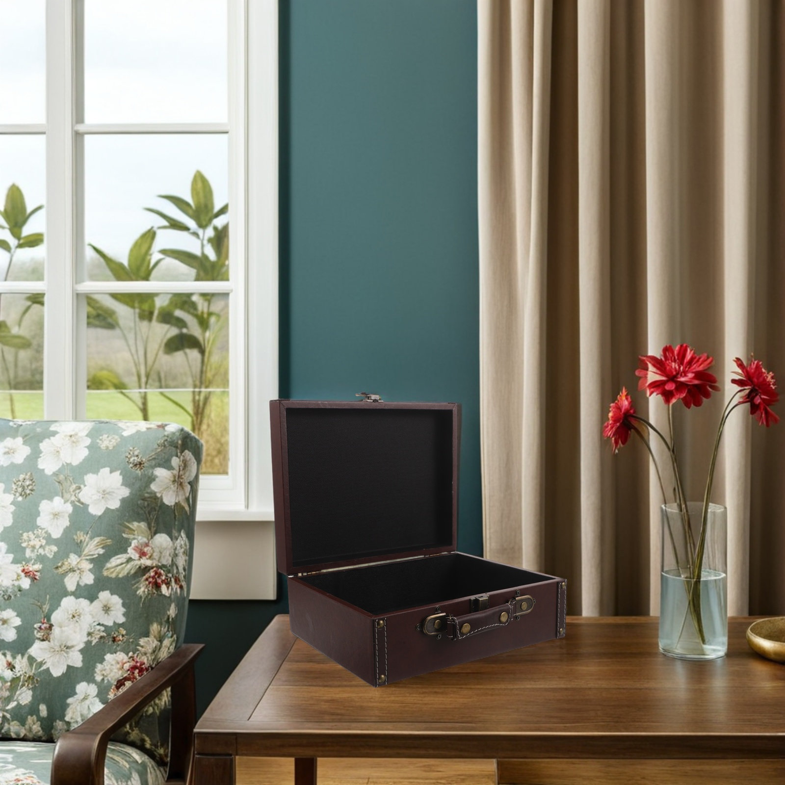 Kotak Penyimpanan Kayu Bergaya - Retro Vintage Trunk Suitcase ulasan dan harga