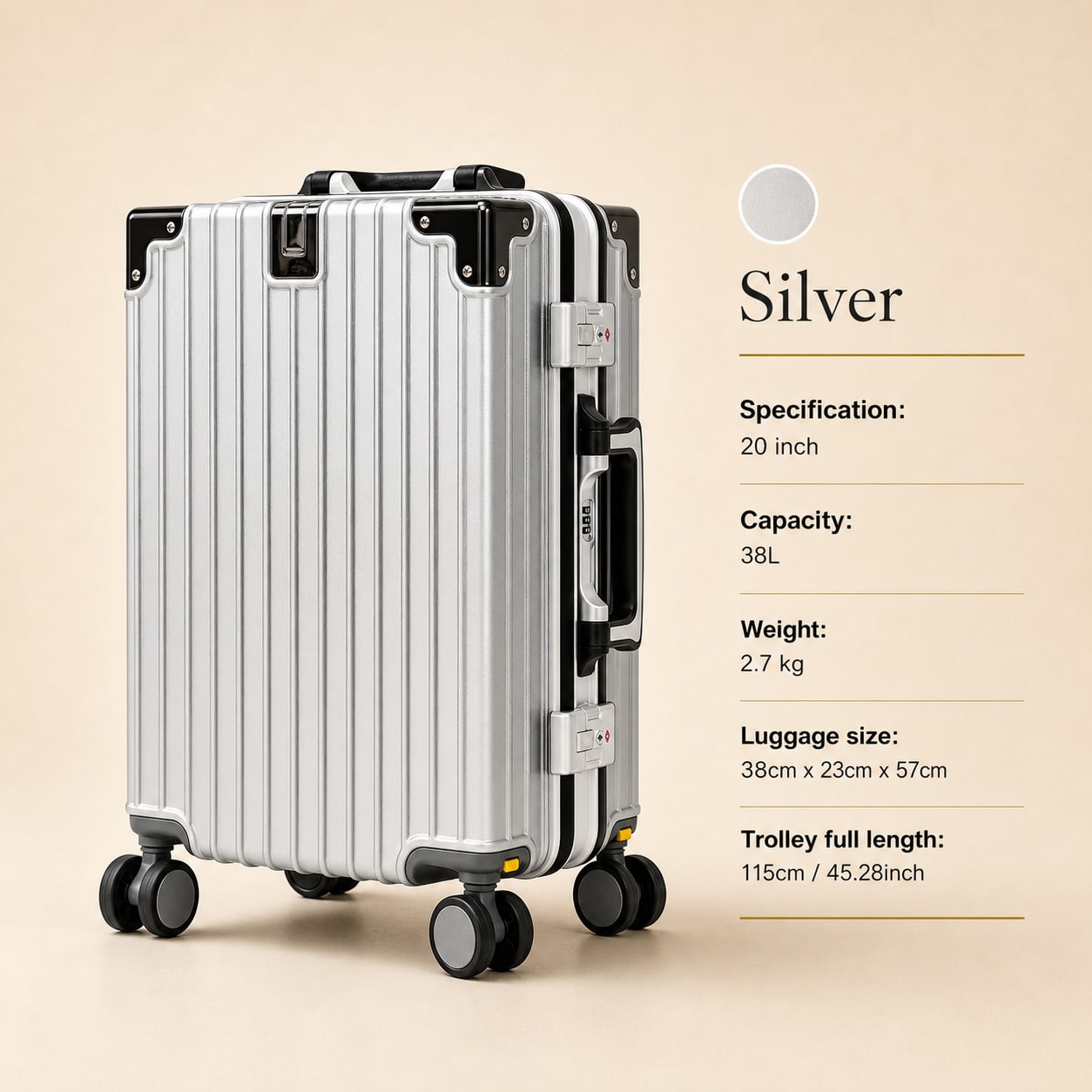 Koper Kabin 20 Inci, Disetujui - Cabin Size Lightweight Travel Trolley ulasan dan harga