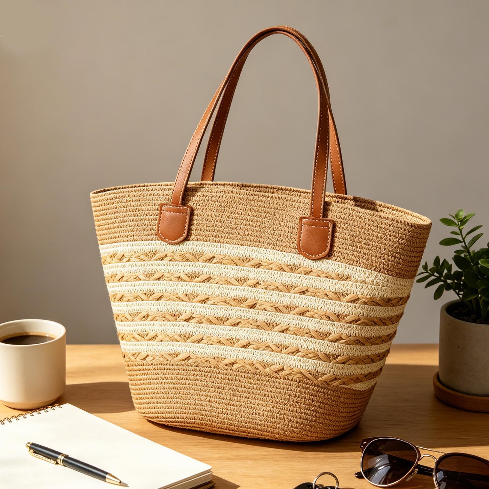 Tas Tote Jerami Boho Besar Bar - Handbags ulasan dan harga